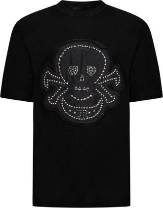 John Richmond T-shirt met Maxi Decoro Skull - Heren - T-shirts - Zwart - M - Katoen - Tops
