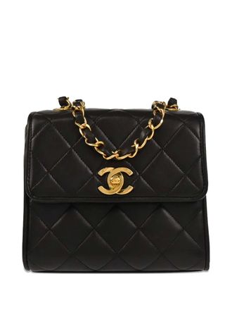 Chanel 1992 quilted lambskin shoulder bag - Black