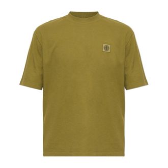 Stone Island T-shirt met logopatch - Heren - T-shirts - Groen - M - Katoen - Tops