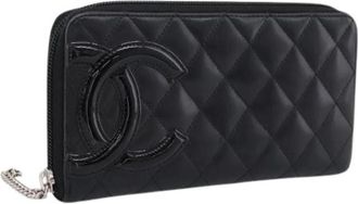 Chanel Pre-owned Vintage Lange Portemonnee - Dames - Vintage Accessoires - Zwart - ONE Size - Leer - Vintage