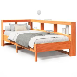 Berkfield Home Bookcase Bed without Mattress Wax Brown 90x190 cm Solid Wood Pine
