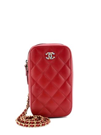 Chanel Zip Around Phone Case with Chain Quilted Lambskin crossbody bag - Rood