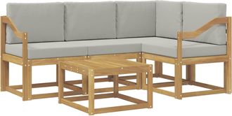 vidaXL Conjunto De Sof&aacute;s De Exterior 5 Uds. Blanco Y Gris Claro Vidaxl