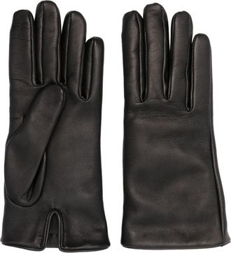 Saint Laurent Cassandre leather gloves - unisex - Cashmere/Lambskin/Metal - 7.5 - Black