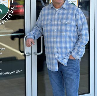 True Grit Campfire Plaid Shirt In Soft Blue