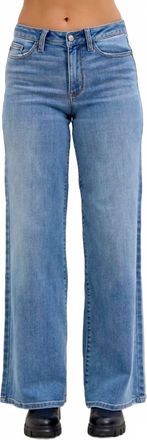 Judy Blue Mid-Rise Retro Wide Leg Jeans In Medium Blue