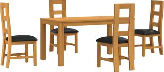 vidaXL Conjunto De Comedor 5 Uds. Negro Madera De Roble S&oacute;lido Vidaxl