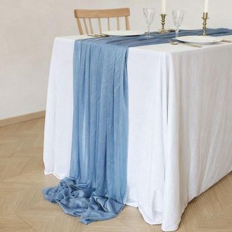 OEM Dos Caminos De Mesa De Gasa, Decoraci&oacute;n De Mesa Para Bodas Bohemias, 75x300cm - Azul Empolvado