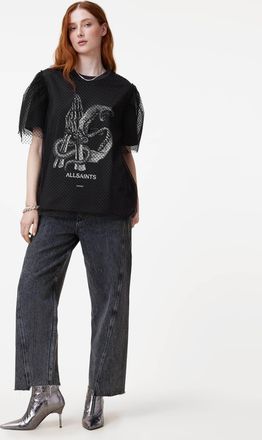 AllSaints Womens Cotton Tommy Mesh Relaxed Fit T-Shirt, Size: XS
