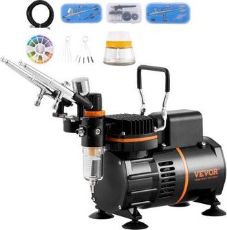 OEM Airbrush-set, Luftkompressor Mit Doppell&uuml;fter, Professionelles Airbrush-system-set Mit 3 Airbrushes, Halter, Farbmischrad, Reinigungsb&uuml;rsten-set, Airb