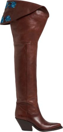 Chlo&eacute; Brown Embroidered Azelan Boots