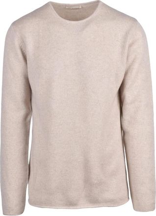 Daniele Fiesoli Pullover met ronde hals - Heren - Ronde hals truien - Beige - L - Kasjmier - Truien & Vesten