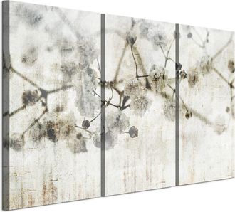 OEM Cuadro Sobre Lienzo Italiano De 90 X 60 Cm, Tr&iacute;ptico - Estilo Escandinavo - Flores Cuadro Sobre Lienzo Italiano De 120 X 80 Cm, Tr&iacute;ptico - Estilo Esca