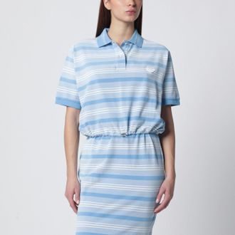 Prada Polo crop in piquet a righe celeste