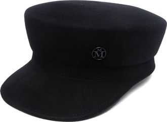 Maison Michel logo-plaque felt cap - women - Wool Felt - M - Blue