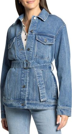 Thread & Supply Nevada Belted Denim Jacket in Med Wash at Nordstrom, Size Medium
