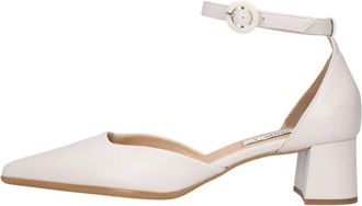 Notre-V Schoenen, Dames, Wit, 39 EU, Leer, Pumps met spitse neus en blokhak