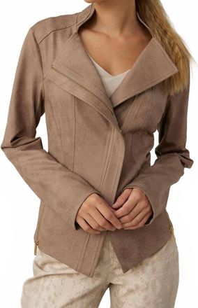 Joseph Ribkoff Faux Suede Military Jacket In Taupe