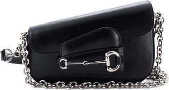 Gucci Horsebit 1955 Asymmetric Leather Mini shoulder bag - Zwart