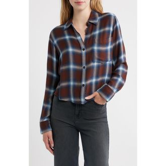 Rails Malin Plaid Button Down Shirt in Espresso Indigo at Nordstrom, Size Xx-Small