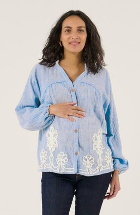 Cache Coeur Maternity and Nursing Blouse Sarah in Blue at Nordstrom, Size Xx-Large