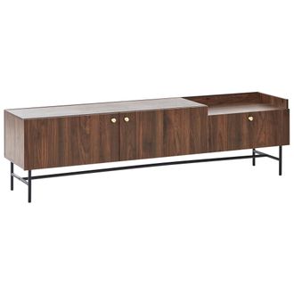 Beliani Beliani - Mueble De Tv Con 2 Puertas Y Caj&oacute;n Tablero De Part&iacute;culas Patas De Metal Madera Oscura Lismore