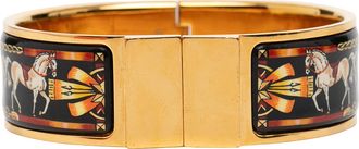 Herm&egrave;s Tweedehands Brede Emaille Paard Loquet Armband Pm