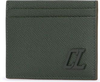 Christian Louboutin Mens Groovy Card Case Green Cotton Cases