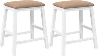 vidaXL Vidaxl - Sillas de bar con cojines 2 uds madera maciza blanca caucho