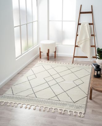 My Flair Hochflor-Teppich »Moroccan Design, LAGERRÄUMUNG!« rechteckig 24 mm Höhe modern, marokkanisches Design, Rauten Muster, weich, mit Fransen