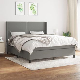 vidaXL Vidaxl - Cama Box Spring Con Colch&oacute;n Tela Gris Oscuro 180x200 Cm