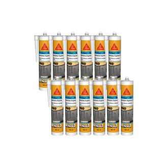Sika Sika - Lote De 12 Selladores De Silicona De Secado R&aacute;pido Seal-182 Sanitaire Express 1h - Transparente - 300ml