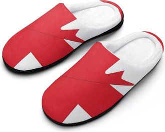 Generic Canada UK Flag Mens House Slippers Memory Foam Washable Cotton Slip on Home Shoes