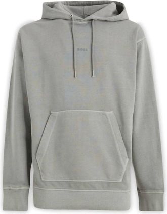 HUGO BOSS Mens Logo Details Hooded Sweatshirt In Grey