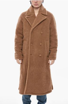 Givenchy Double-Breasted Teddy Coat with Covered Buttons size 44