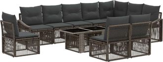 vidaXL Conjunto De Sof&aacute;s De Jard&iacute;n 11 Uds. Gris Y Gris Oscuro Vidaxl