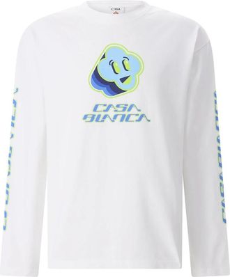 Casablanca Lange mouwen tops - Heren - Longsleeves - Wit - L - Katoen - Tops