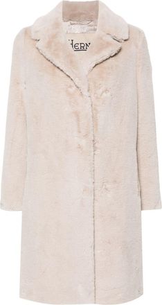 Herno faux-fur single-breasted coat - women - Polyester/Acetate/Viscose/Polyester - 36 - Neutrals