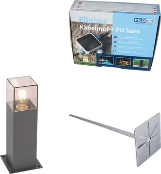 QAZQA Qazqa + Moderno L&aacute;mpara De Exterior 30 Cm Antracita Con Piqueta Y Manga De Cable - Denmark Aluminio /pl&aacute;stico Rectangular Adecuado Para Led Max. 1 X 1