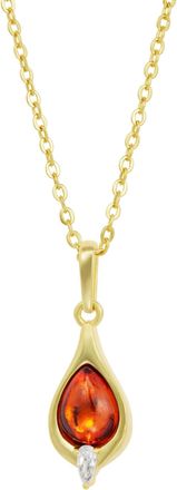 Savvy Cie Jewels GOLD PLATED OVER BRASS WHITE CZ ROUND PENDANT