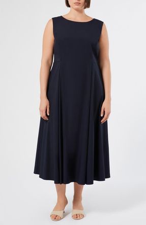 Marina Rinaldi Zimino Sleeveless Stretch Cotton Midi Dress in Midnight Blue at Nordstrom, Size 20W