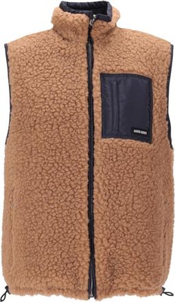 Miu Miu Light Brown Textured Mock Collar Jacket