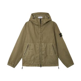 Stone Island Nylon Panama Hooded Jacket - Heren - Zomerjassen - Groen - M - Nylon - Jassen