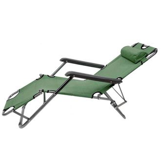 Trade Shop Trade Shop - Sedia A Sdraio Lettino Pieghevole Reclinabile In Metallo Con Poggiatesta Verde 017053