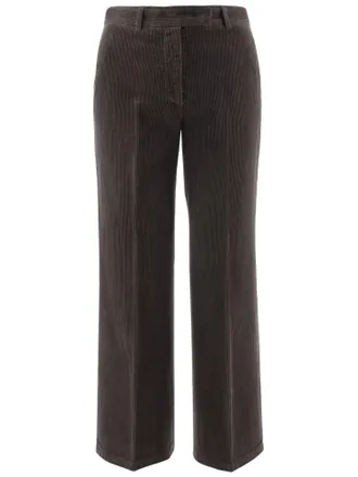 Ql2 Quelledue Dark Brown Wide-Leg Cotton Corduroy Pants