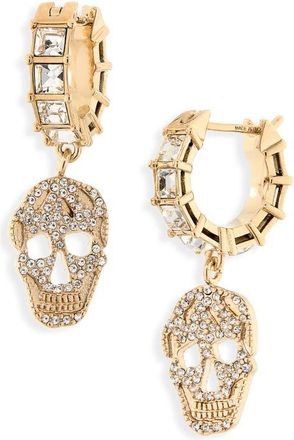 Alexander McQueen Pav&eacute; Skull Hoop Drop Earrings in Pale Gold at Nordstrom