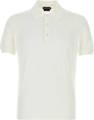 Tom Ford White Solid Shirt Collar Polo