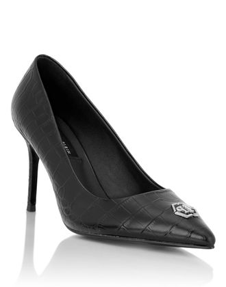 Philipp Plein Leather Decollete Pump H85 Cocco Print Hexagon