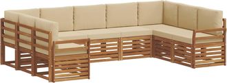 vidaXL Conjunto De Sof&aacute;s De Exterior 9 Uds. Natural Y Beige Vidaxl