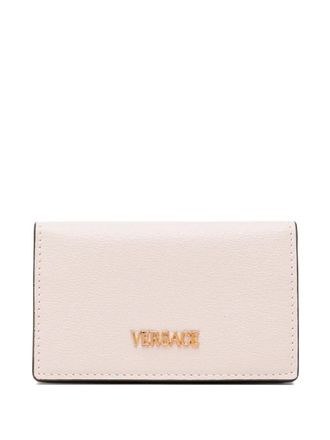 Versace logo-lettering leather wallet - women - Calf Leather - One Size - Pink